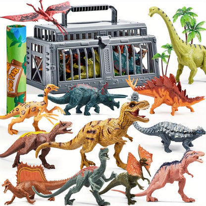 Dinosaur Toys for Kids 19pcs with Play Mat & Storage Cage – Realistic Dinosaur Figures Playset for Boys Girls Ages 3+, Birthday Gift, Christmas Gift, Party Favor