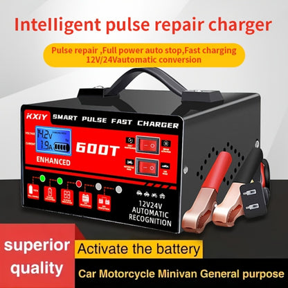 Smart Battery Charger 12V/24V with Pulse Repair & LCD Screen – Trickle Charger & Maintainer for Car, Truck, Motorcycle, Boat, Lawn Mower, Temperature Regulated