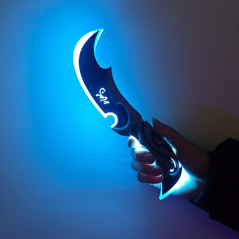 LED Light Up Half Moon Blade Rechargeable Sci-Fi Cosplay Prop 30cm – Halloween Role Play Game Peripheral Model Collection Gift, Multiple Colors