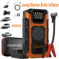 Heavy Duty Jump Starter with Air Compressor 9in 1 Jump Starter, 9000A Heavy Duty Jump Starter (for 2.64gal GasOr 2.38gal Diese)Battery Charger with Intelligent Safety Jumper Cable, Start Power Supply with Air Compressor, 9000AOr8000A Is Optional