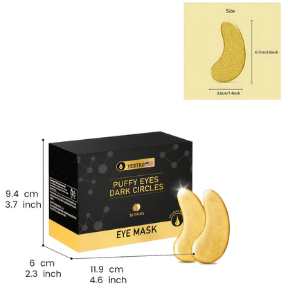 24K Gold Collagen Eye Mask Patches 36 Pairs Under Eye Patches with Collagen Glycerin Moisturizing Hypoallergenic Anti-Dark Circle Puffiness Skincare for Men Women All Skin Types