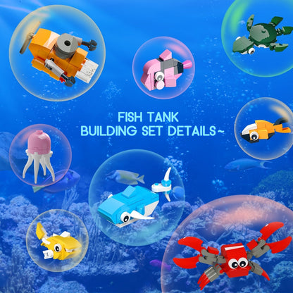 Ocean Fish Tank Building Blocks Set 501 Pcs LC8059 – LED Light Aquarium Model Whale Shark Sea Turtle Marine Life Desktop Decoration Night Light Birthday Christmas Gift Kids Adults