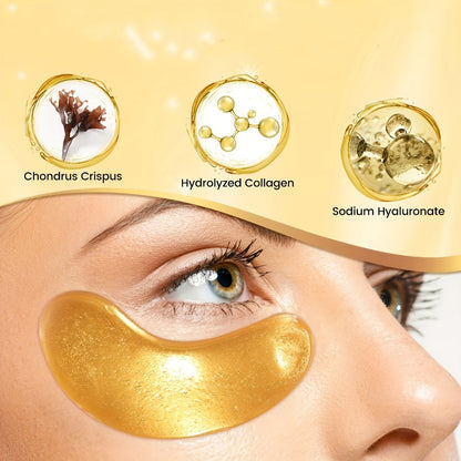 Under Eye Patches 24 Pairs Gold Collagen Hyaluronic Acid Glycerin – Hydrating Eye Mask for Dark Circles Puffiness, Luxury Skincare Gift Set for Women