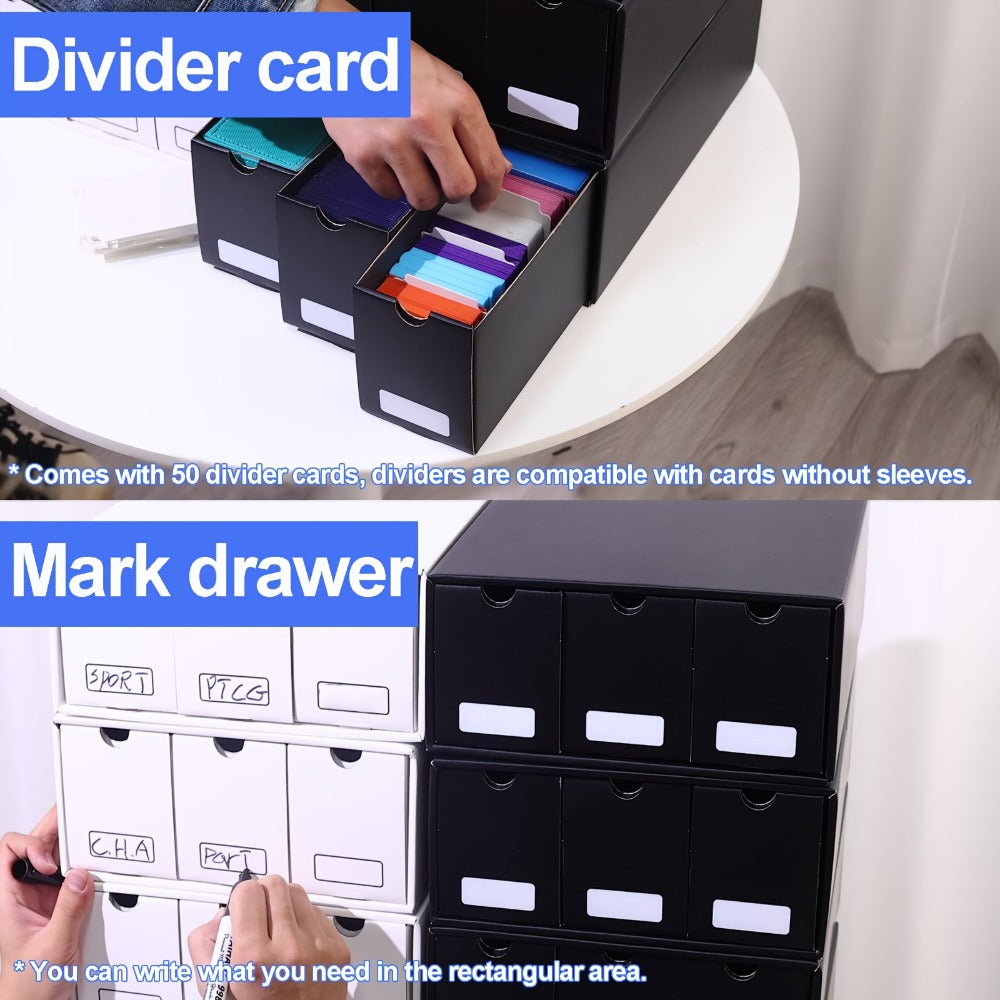 Trading Card Storage Box 12 Drawer with 50 Dividers – Large Cardboard Card Organizer for Sports Cards Baseball Pokemon TCG Playing Cards Collector Gift