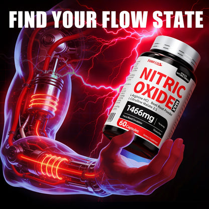 Nitric Oxide Supplement 10-in-1 with L-Arginine, L-Citrulline, AAKG & Beetroot - Blood Flow, Endurance & Energy Booster for Men and Women - Pre-Workout Performance Formula
