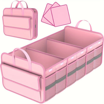 Car Trunk Organizer for SUV - Large Collapsible Multi-Compartment Storage with Non-Slip Bottom, Heavy Duty Cargo Organizer for Road Trips, Travel & Daily Use