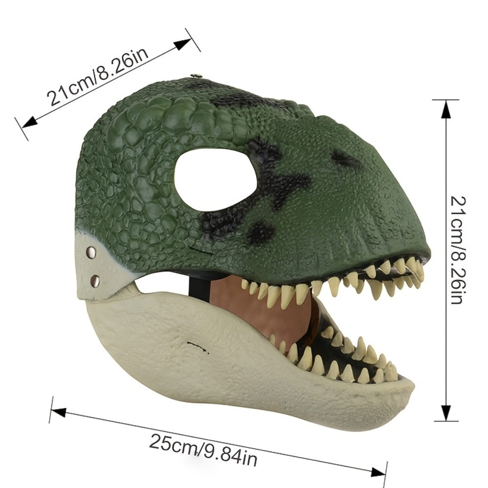 Realistic Dinosaur Latex Full Head Mask with Openable Mouth – Breathable Natural Rubber Halloween Costume Prop for Cosplay, Role Play, Pranks & Parties, Orange Gray Green, Gift for Adults & Teens