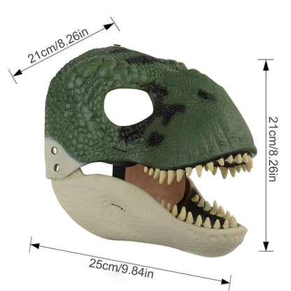 Realistic Dinosaur Latex Full Head Mask with Openable Mouth – Breathable Natural Rubber Halloween Costume Prop for Cosplay, Role Play, Pranks & Parties, Orange Gray Green, Gift for Adults & Teens