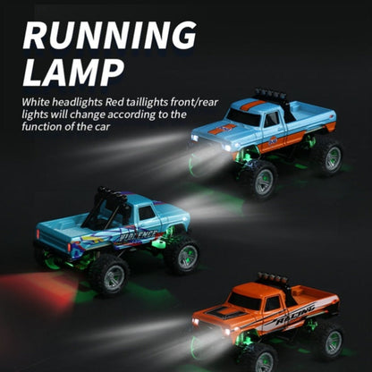Mini RC Truck 1:64 Scale with Trailer – 2.4GHz Alloy Remote Control Monster Off-Road Pickup with LED Body Lights & Headlights, Rock Crawler Toy for Boys, Birthday Christmas Gift Green Gray Blue