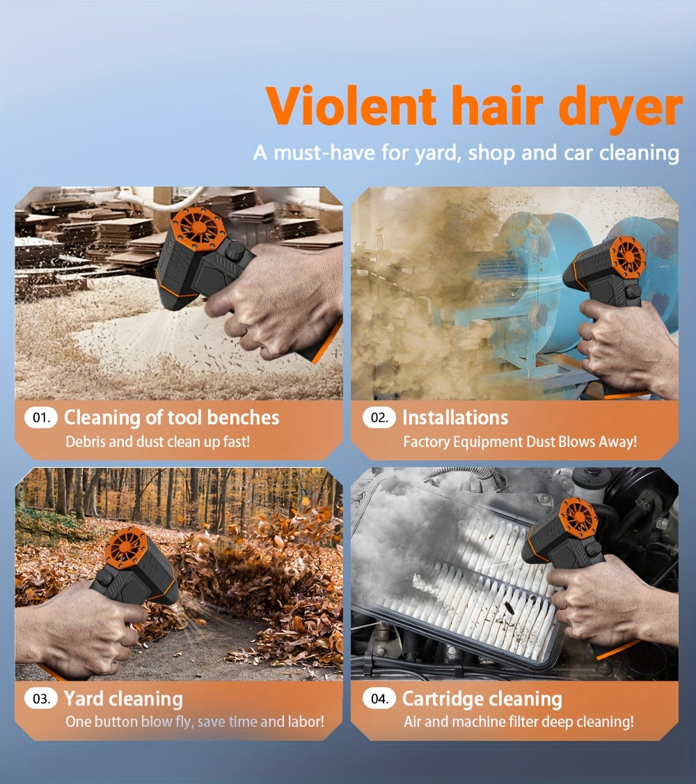Compressed Air Dust Collector. High-power Violent Fan, Wireless Rechargeable Air Blower With 130, 000 Rpm, High-speed Turbine Fan, 3 Speed Settings - 100, 000/110, 000/130, 000 Rpm. Handheld Hair Dryer, Suitable For Computer Keyboards, Cars, Homes.