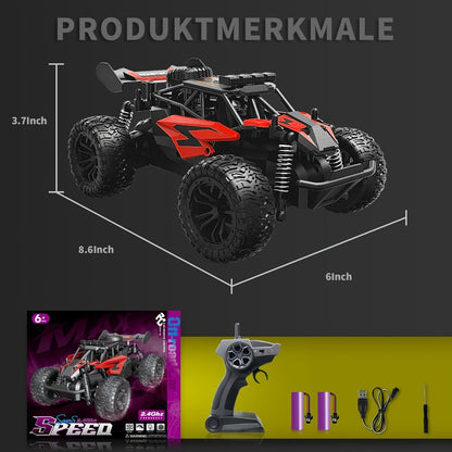 RC Off-Road Truck for Kids Ages 6+ – High Speed Remote Control Car Alloy Steel Body Full-Function 4WD All-Terrain Monster Truck Toy for Boys, Best Birthday Christmas Holiday Gift