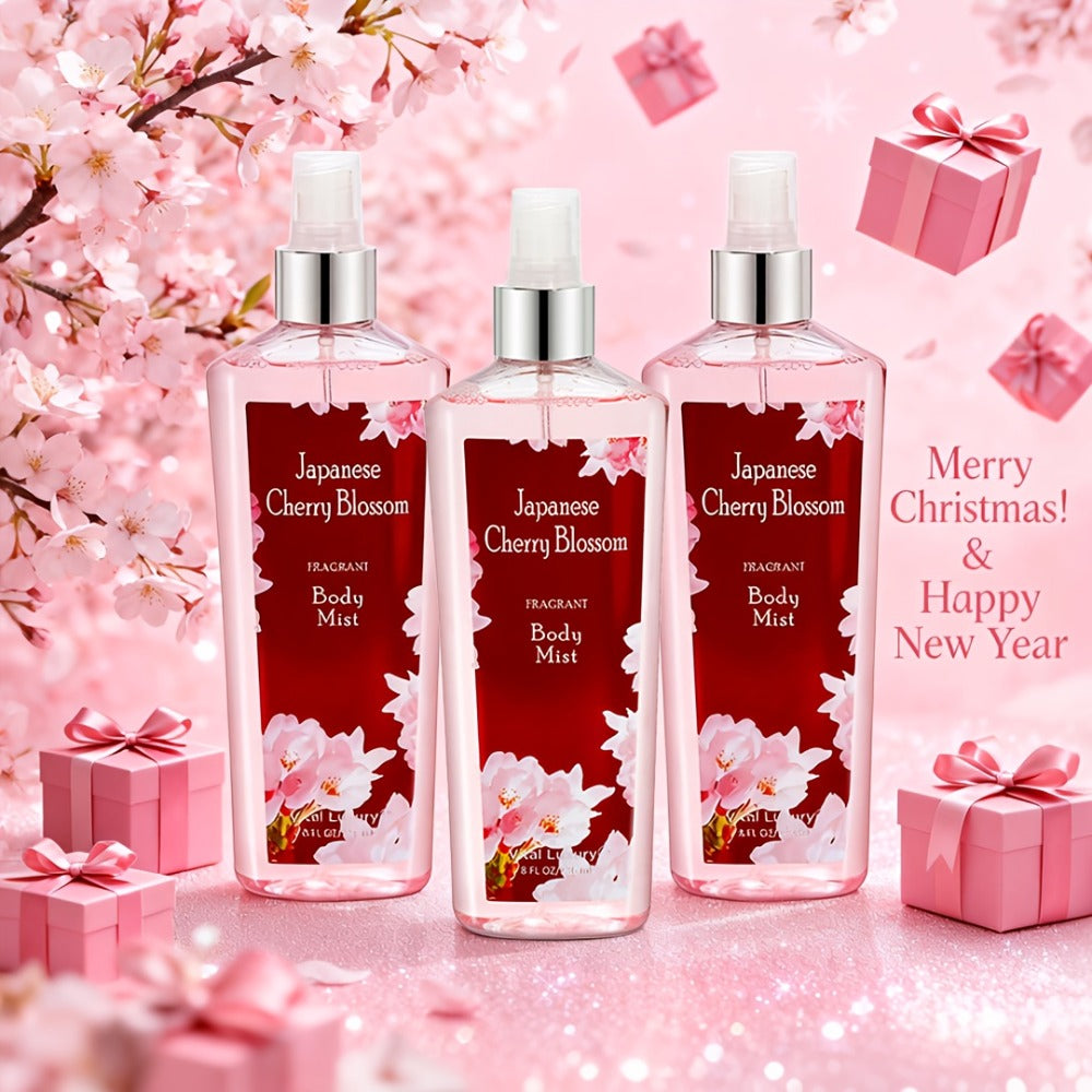 Body Care Gift Set for Women 3pcs – Body Wash, Lotion & Perfume Long-Lasting Fragrance Moisturizing Skin Care Kit Sweet Bloom Cherry Blossom Coconut Lime Lavender
