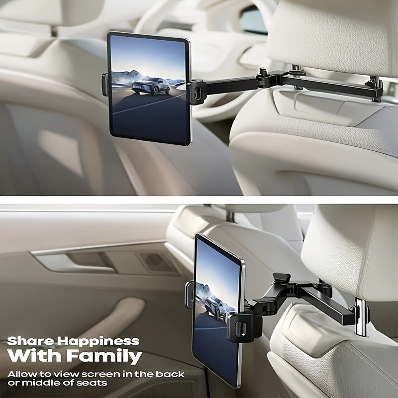 [Three In One Car Headrest Bracket] 360 Degree Rotation Adjustable, Suitable for 4.7 to 11 Inches, Car Phone Accessories, Rear Headrest, Extendable 360 ° Rotation Phone Bracket, Tablet Bracket, Car Seat, Rear Headrest Mounting Bracket