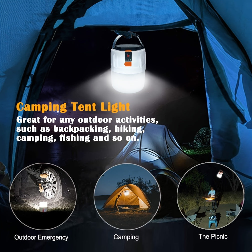 Portable Solar Lantern 4-Pack – LED Camping Lantern Rechargeable, 1200mAh Solar Panel & USB Charging, 3 Lighting Modes, Lightweight Tent Light for Power Outage, Emergency, Hurricane & Car Repair