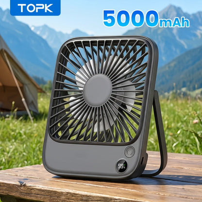 USB Desk Fan Battery Operated | 2000mAh & 5000mAh Rechargeable Mini Personal Fan, 4-Speed Adjustable, 180° Tilt & Foldable, Ultra-Quiet Strong Airflow for Office, Bedroom & Desktop Use – Black, Pink, White