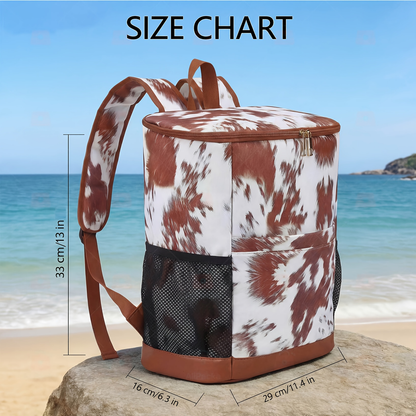 Insulated Cooler Backpack 30-Can Capacity, Leopard Print Portable Lunch Bag with Mesh Side Pockets & Adjustable Straps, Leakproof Thermal Cooler for Beach, Camping, Picnics, Hiking & Outdoor Travel