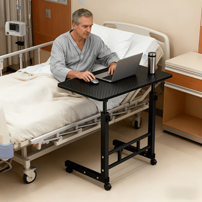Overbed Table Adjustable Height – Hospital-Grade Nursing Bedside Table with Independent Storage Compartments for Elderly & Patient Care | Portable Auxiliary Tray Table, 8 Colors