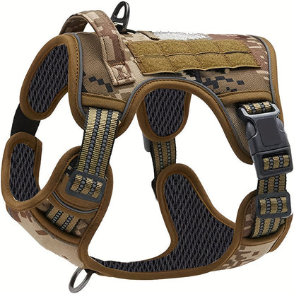 No-Pull Dog Harness Military Style Reflective Vest with Control Handle – Tactical Dog Harness for Training & Service Dogs, S/M/L/XL, Black, Dark Violet, Khaki, Grey, Yellowish-Brown