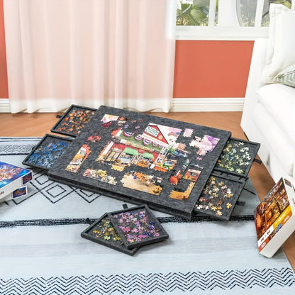 Jigsaw Puzzle Board for Adults 1000 Pieces – 2-in-1 Tilting Stand & Protective Lid, 6 Sorting Drawers, Ultralight Portable Puzzle Table, Ergonomic Gift for Puzzle Lovers
