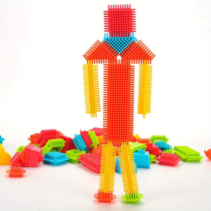 Hedgehog Bristle Blocks for Toddlers 150PCS – Soft Interlocking Brush Building Set, Sensory STEM Learning Toy for Kids Ages 2 3 4 5, Creative Open-Ended Educational Gift for Boys & Girls, Birthday Christmas Holiday