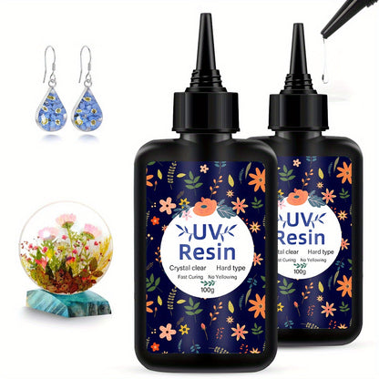 UV Resin Fast Curing Crystal Clear High Viscosity Transparent Epoxy Resin for Jewelry Making Casting & Crafts – 200g 300g 400g 500g, Hard Glossy Finish Resin Art Supplies for Beginners Adults