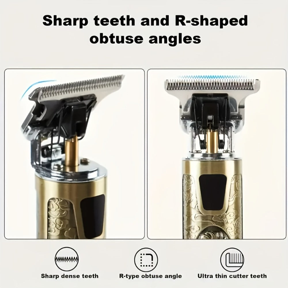Beard Trimmer for Men USB Rechargeable Zero Contour Precision Edger Lithium Battery — Hair Clipper with Limit Comb ABS Body for Beard Facial Hair Body Grooming, Gold Black Bronze Home & Travel