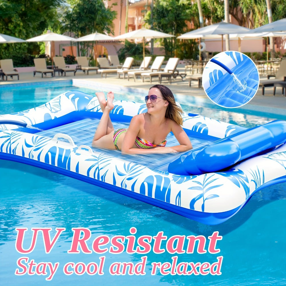 Thickened XL Tanning Pool Mattress 84×52 Inch Oversized Inflatable Sunbathing Float Lounger Raft for Adults Swimming Pool Lake Beach Summer Relaxation