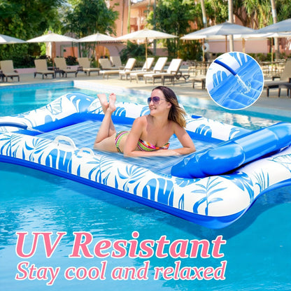 Thickened XL Tanning Pool Mattress 84×52 Inch Oversized Inflatable Sunbathing Float Lounger Raft for Adults Swimming Pool Lake Beach Summer Relaxation