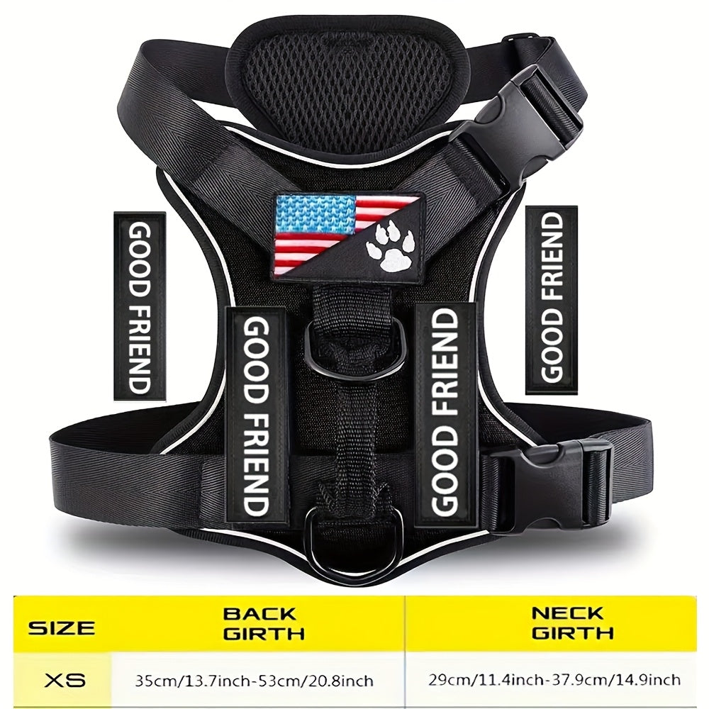 Service Dog Harness with 5 Patches – Reflective Adjustable Oxford Vest with Inner Mesh Layer, Service Dog ID System for Small Medium Large Dogs, XS–XL, 5 Colors