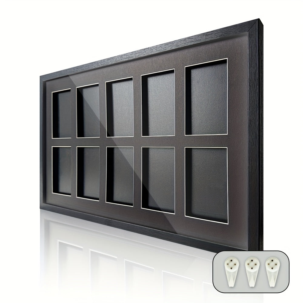 Trading Card Display Case Wall Mounted Wood Frame – Pokemon TCG Sports Cards 35–360pt Compatible, 1/2/4/6/10 Grid Options, Card Collector Gift for Teen & Adult Ages 14+