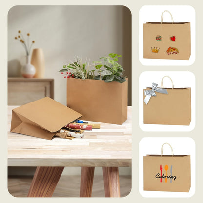 Shopping Bags with Handles 49pcs | 16x6x12 Inch Large Retail Gift Bags Bulk | Clothing Boutique Bags for Birthday, Wedding, Mother's Day, Teacher's Day, Anniversary, Craft Exhibition | White, Brown, Black