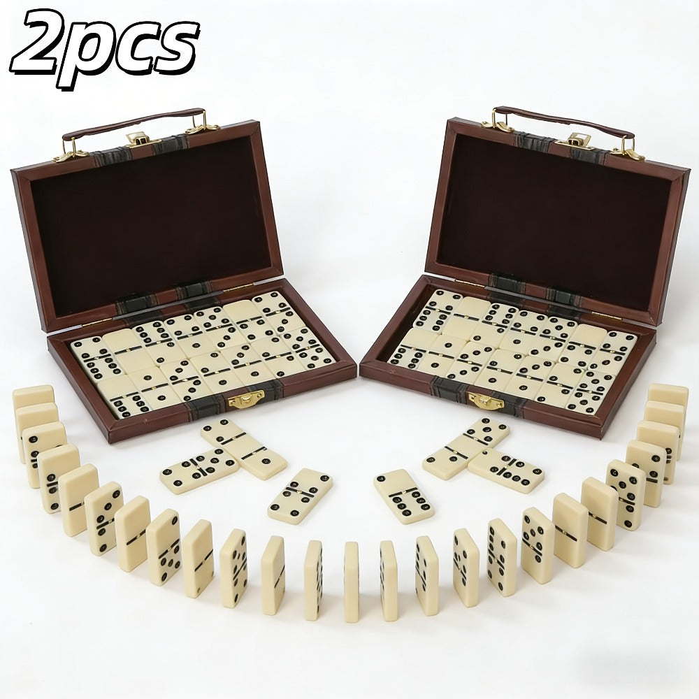 Double 6 Domino Set with Storage Case & Metal Spinner - 28 Tiles Classic Black Domino Game for Adults Kids Family | Premium Packaging 1 or 2 Pack | Holiday Christmas Thanksgiving Birthday Gift