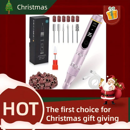 Cordless Nail Drill Kit 35000RPM Rechargeable Wireless Electric E-File — 108 Bits Professional Nail Drill Machine for Acrylic Gel Natural Nails, USB Nail File Set for Salon & Home Manicure Pedicure, Rose Gold Black Green