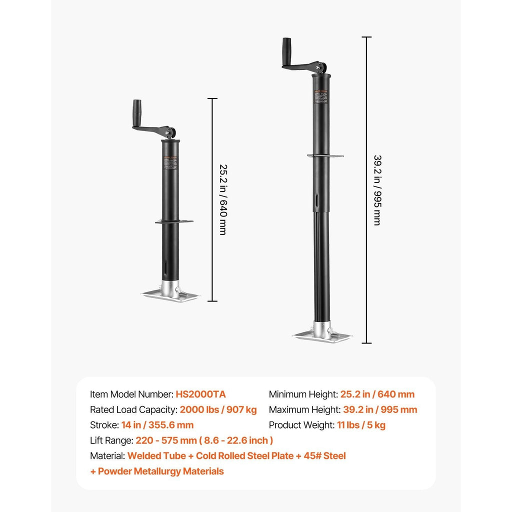 VEVOR A Frame Trailer Jack Bolt on Trailer Tongue Jack 2000/5000 lbs 15-inch Travel