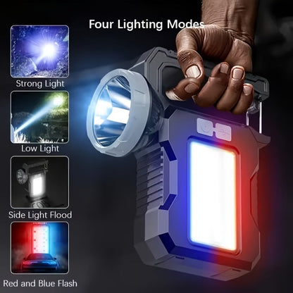 Solar Flashlight USB Rechargeable Ultra-Bright LED | 4 Lighting Modes Portable Solar Torch with Battery Indicator | Camping Hiking Emergency Night Fishing Outdoor Gift