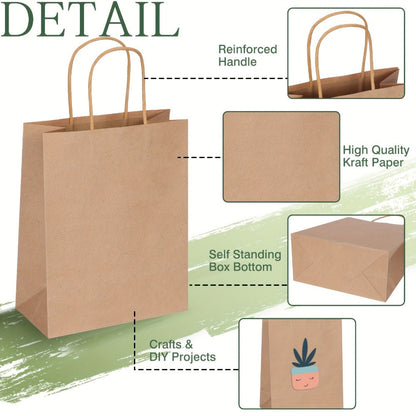 Kraft Paper Bags with Handles Bulk – 75/90/120/210 Pcs Gift Bags 3 Sizes 110g Shopping Bags for Wedding Party Retail Favor Wrapping Easy Storage