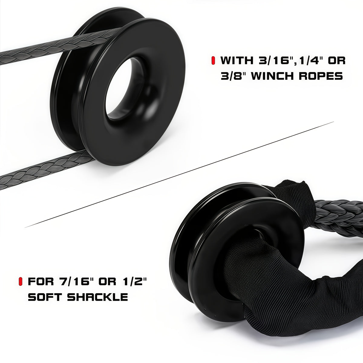 41000lbs Winch Rope Synthetic Soft Shackle Or Recovery Ring Set Rugged Shackles W/ Protective Sleeve for ATV UTV SUV Truck Off-Road Vehicle