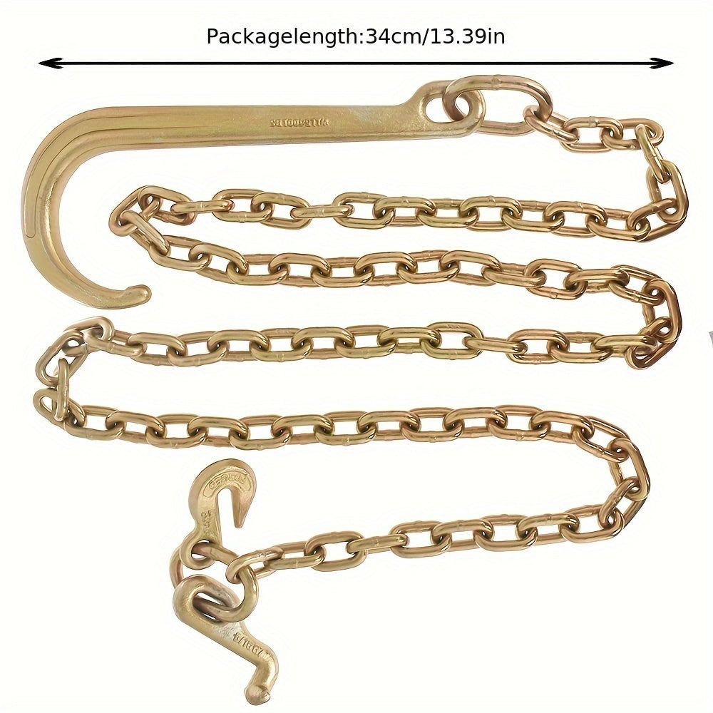 5/ 16 x 8 FT Grade 70 Tow Chain 15 J Hook and T Hook Mini J Hook Replacement for Recovery Wrecker Axle Tow Truck Chain