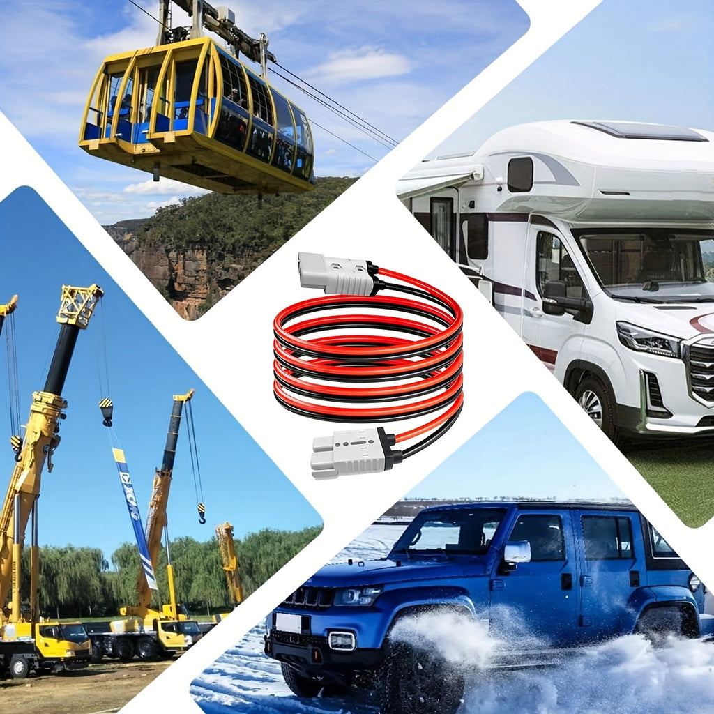 RV SB50A Connector Plug with Wire, Double SB50 Anderson Connector Cable, Quick Connection to Battery Harness, Forklift Plug Wire, One Pair of Fixed Power Forklift Connectors for Car Forklift