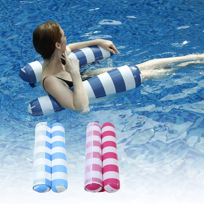 4-in-1 Inflatable Pool Float Hammock 2-Pack for Adults – Floating Bed, Lounge Chair, Drifter & Saddle, Striped Water Hammock for Swimming Pool Lake Beach River, Blue Dark Blue Rose Red