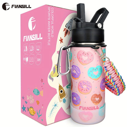 Insulated Water Bottle 16oz - Stainless Steel Vacuum Tumbler with Fun Printed Designs - Leak-Proof Kids & Teen Water Bottle, Perfect Gift for Students, Boys, Girls & Outdoor Activities