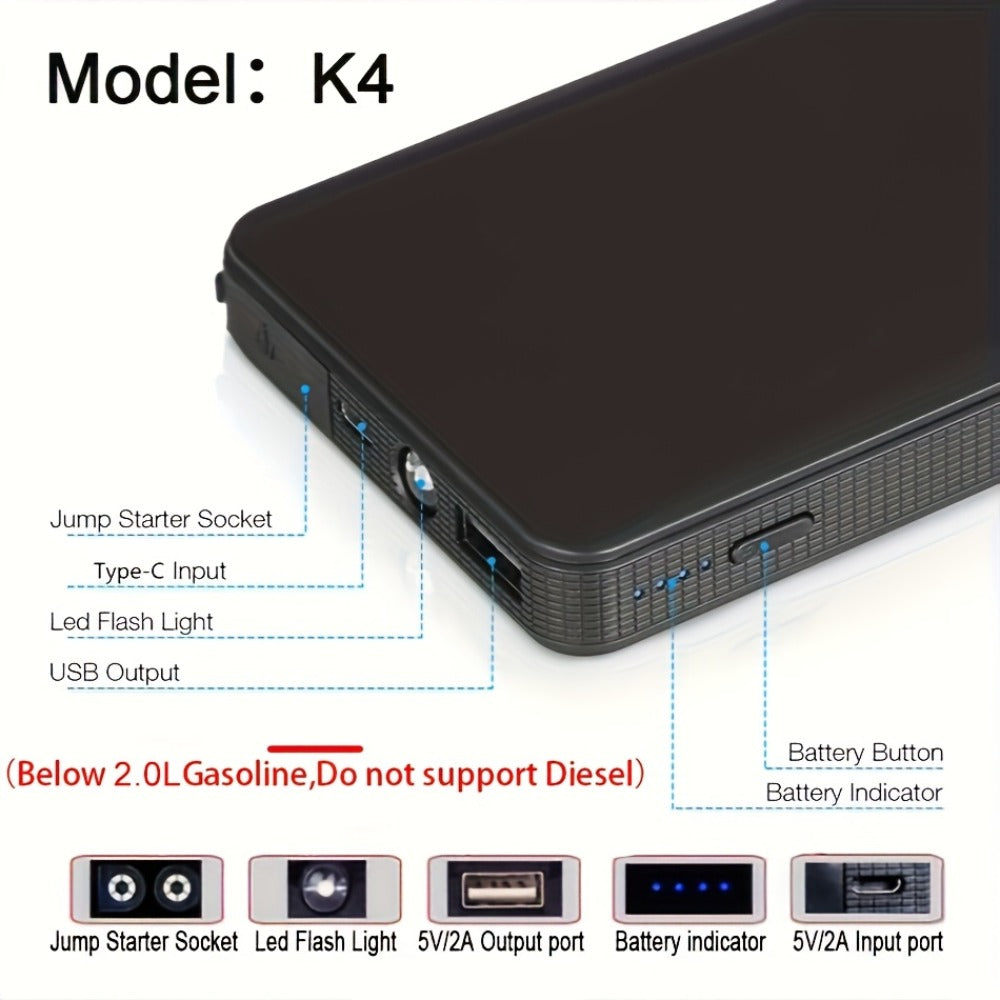 Jump Starter Power Bank 1600A–3000A – 12V Car Battery Booster, USB-C Fast Charge, LED Flashlight, MCU Precision Control, Works at -20°C