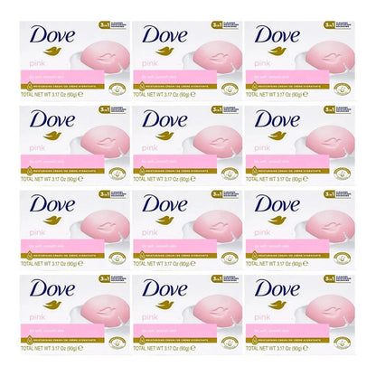 Moisturizing Bar Soap Dove Pink Beauty Bar 12 Pack 90g Each Gentle Cleansing with Skin Natural Nourishers for Soft Smooth Skin Daily Body and Face Wash Bulk Value Pack
