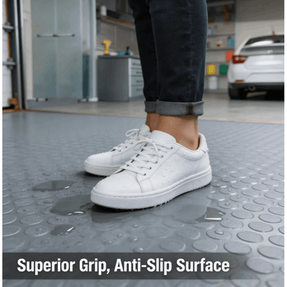 7*16 FTGarage Floor Mat Roll, Heavy Duty PVC Flooring for Under Car Parking, Waterproof RV & Trailer Runner, Stain Resistant Protector, Black