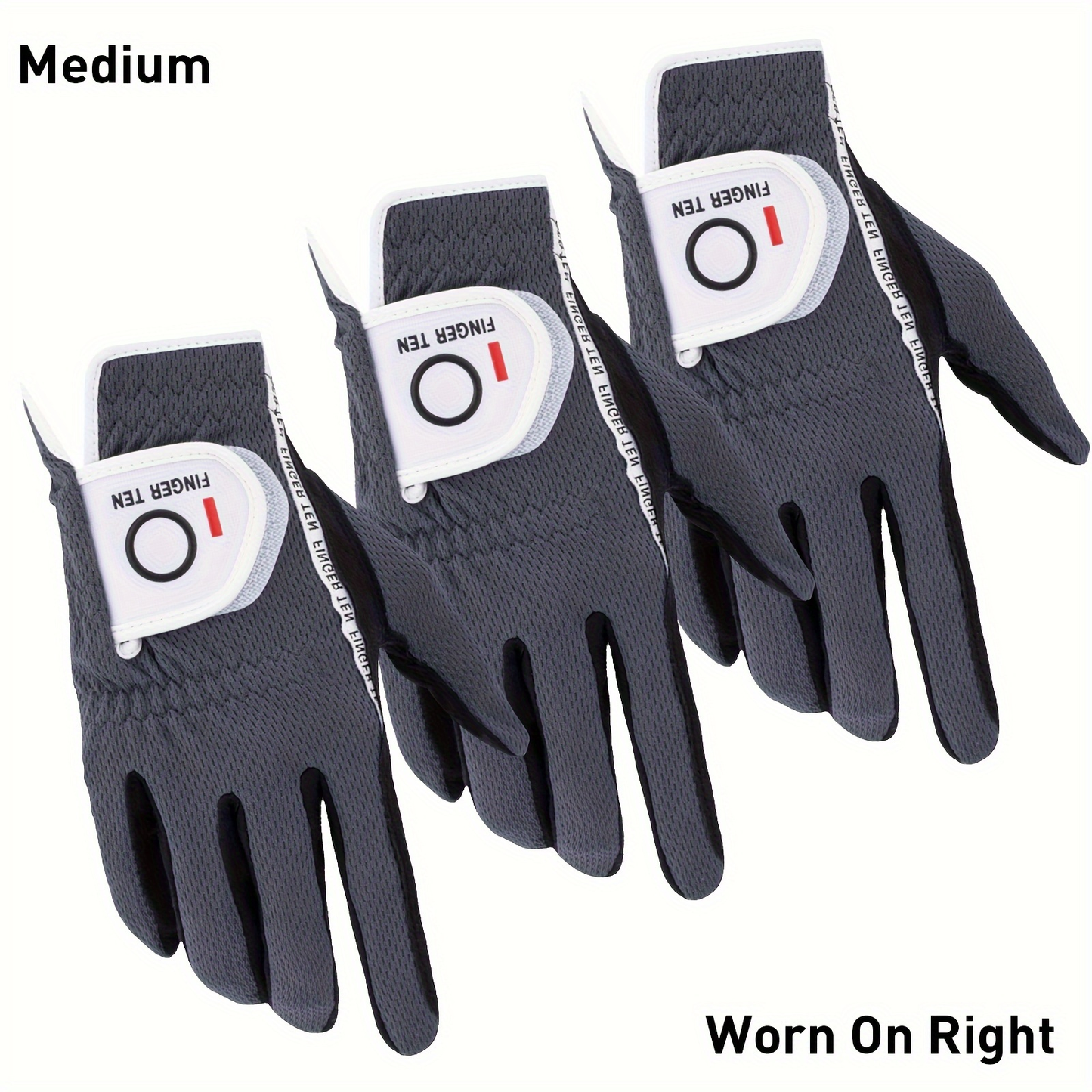 Wet Weather Golf Gloves Rain Grip 3-Pack for Men | Breathable Water-Resistant Golf Gloves for Left & Right Hand – Durable Comfortable Fit in Hot & Wet Conditions (Black, Gray, White | S–3XL)