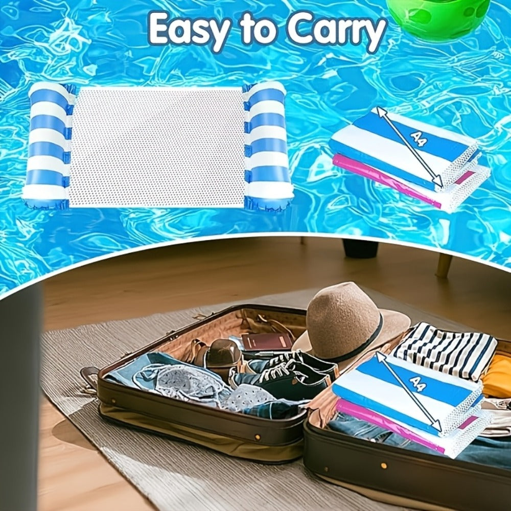 Inflatable Pool Float Lounger Set for Adults – 4-in-1 Striped Hammock Raft Bed & Saddle, 5-Pack or 8-Pack Colorful Floating Lounge for Pool Lake Beach Party