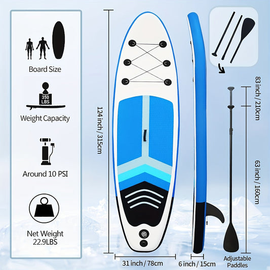 Inflatable Stand Up Paddle Board SUP Yoga Board 124'' x 31'' Wide Stance Non-Slip Deck with Paddle Pump Leash Carry Bag for Teens Adults Beginners