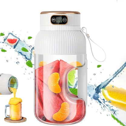 Portable Blender Personal Juicer Cup - Upgraded 10-Blade USB Rechargeable Smoothie Blender for Fruits, Vegetables & Milkshakes, Large Capacity, Digital Display, Travel Cover, Sports & Outdoor Use