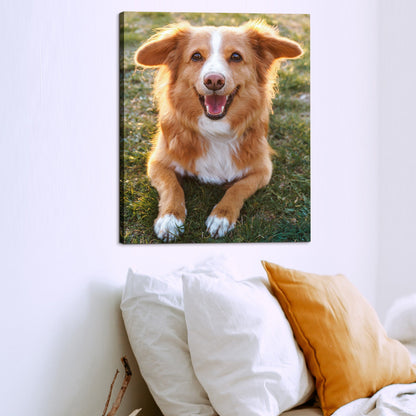 Custom Canvas Print Personalized Pet Family Photo Wall Art Ready to Hang, Custom Photo Canvas Printing for Pets Weddings Birthdays, Framed & Unframed Canvas Options Multiple Sizes 6x8 to 24x16in