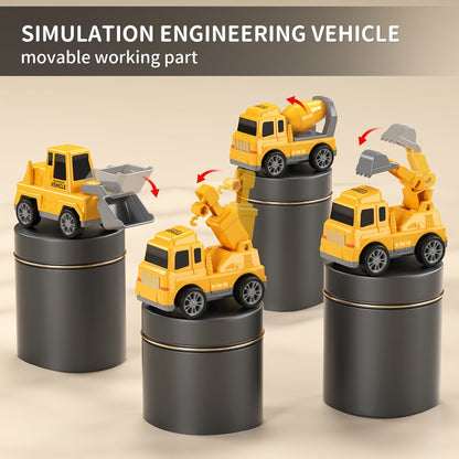 Construction Carrier Truck Toy Set for Kids Ages 3-7 – Large Transport Truck with 4 Mini Engineering Vehicles Excavator Crane Cement Mixer Bulldozer Friction Powered Yellow Gift Boys Girls